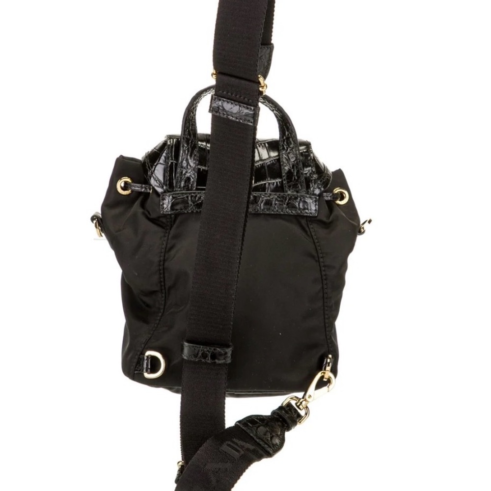 Prada nylon and croc embossed backpack shoulder bag. - Picture 5 of 15